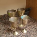 4 Brass Engraved Goblets 