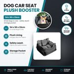 Dog Car Seat Plush Booster Small Dogs Cats Safety Leash Storage Pocket Black