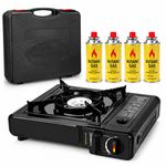 Portable Butane Gas Camping Stove with Carry Case Single Burner Outdoor Cooker