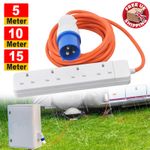CAMPING TENT ELECTRIC MAINS HOOK UP EXTENSION CABLE LEAD 4 WAY GANG SOCKET 250v