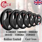 Weight Plates Set Pair Cast Iron 2" Hole Disc Dumbbell Olympic Barbell Weights