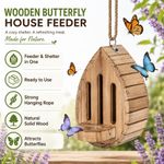 Wooden Teardrop Butterfly House 1x Outdoor Habitat with Feeder for Garden Use 