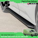 FOR VW CRAFTER 2017 ONWARDS BLACK ALUMINIUM SIDE STEPS RUNNING BOARDS LWB/XLWB