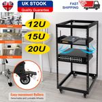 12U/15U/20U 4 Post Open Frame Server Rack Network Enclosure with Metal Wheels UK