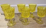Noritake Perspective Yellow Footed Goblets Glasses Vintage Set of 6