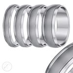 Titanium Wedding Ring Band Brushed Matt & Polished Mens Womens Court Shaped 