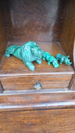 Vintage Hand Carved Malachite Lion Figurine and Hippo and Rhino.