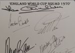 Autographed ENGLAND WORLD CUP MEXICO 1970  14" x 11" Multi Team Card Hand Signed