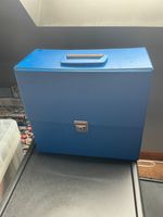 Vintage blue 12" Vinyl LP Storage Portable Carry Case Box Retro