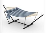 Indoor Outdoor Garden Heavy Duty Hammock with Stand Frame 450lb 2-Person Pillow