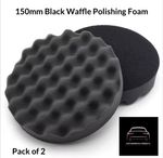 150mm (6") Black Waffle Polishing Foam Pad Hook & Loop (Pack of 2)