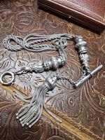 Stuning Victorian Sterling Silver Albertina Watch Chain Tassel T-Bar 27.7g