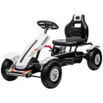 HOMCOM Children Pedal Go Kart w/ Adjustable Seat, Inflatable Tyres - White