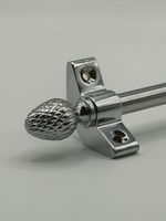 Set of 13 | Stair Carpet Rods | Pine Finial - Satin Chrome | Runners Up To 70cm