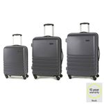 Rock Byron 3 Piece Hardside Luggage Set Charcoal TSA Lock 360 Spinner ABS