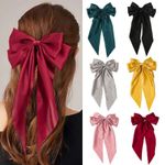 Womens Large Bow Ribbon Barrettes Steel Hairpin Satin Hair Clip Hair Accessories