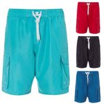 Mens Cargo Shorts Combat Multi Pocket Elasticated Waist Plain Lightweight Shorts