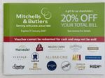 20% off total bill Mitchells & Butlers restaurants voucher expiry 2027