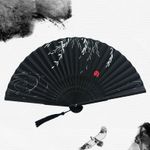1/2x Bamboo Wooden Folding Hand Fan, Folding Chinese Fan, Hand Fans Bamboo Paper