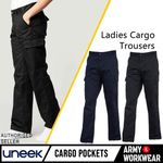 UNEEK Ladies Womens Work Wear Trousers Cargo Pocket Combat Action Black Navy