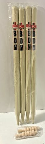 NEW BDM 4 PAINTED WOODEN JUNIOR SIZE STUMPS PLUS 1 set of BAILS 20.5in Long