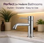 Chrome Bathroom Basin Mixer Tap Single Lever Modern Sink Faucet & Waste