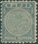 Fiji 1891 SG76 ½d slate-grey Crown and VR p10 MH