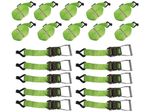 Tie Down Cargo Ratchet Straps X10 (5T 50MM 8M Recovery Lashing Claw Hook Hi Vis)