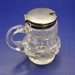 1899 John Clemens Glass Mustard Pot with Silver Hinged Lid Ref FI05