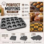 12 Cup Non-Stick Muffin Cupcake Baking Tray Non Stick Carbon Steel 1/2/4 Pack