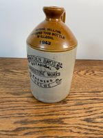 ANTIQUE STONEWARE FLAGON MADEN BROS BOTANICAL LIVINGSTONE WORKS BREWERS CREWE