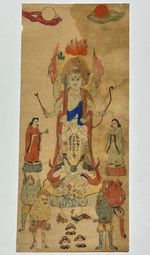 Antique Japanese Buddhist Woodblock Print Edo 19th Century Seimen Kongo 14.2 in