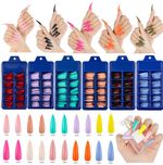 100Pcs False Nail Tips Matte Full Cover Long Stiletto Fake Nails Art Manicure UK