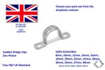 Saddle or bridge clip/clamp zinc plated.  Choose your size & pack size UK SELLER