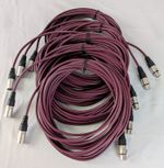 Set of 5 XLR Mic Leads 10m Long Purple Cable with Rewireable XLR Plugs