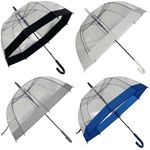Large Dome Umbrella Clear See Through Handle Transparent Walking Brolly Ladies