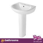 Bathroom Basin Sink with Full Pedestal 540mm White Ceramic 1 Tap Hole Modern