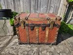 Josiah Cummings & Sons USA Trunk Case Treasure Steamer Chest Rawhide Vellum