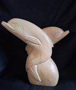 Hand-carved marble dolphin sculpture