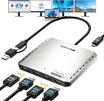 WAVLINK USB3.0/USB-C to HDMI Displayport Adapter DisplayLink 2/4 Monitors Hub