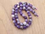 Bi-Coloured Dogtooth Amethyst Smooth 8mm Round Gemstone Beads, Strand Approx 15"