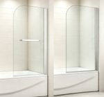 AICA 800x1400mm Curved Bath Shower Screen Single Pivot Glass Reversible Panel