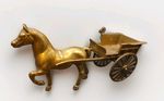 Good Size Vintage Solid Brass Horse  Drawn Carriage - 11 By 16 By 3.5" Approx.