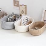 Nordic Cotton Rope Storage Basket – Woven Organizer for Desktop, Cosmetics & Key
