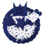 Blue & White Baby Bed Set | Reversible Cotton Bedding for Newborns