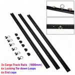 3x 1000mm Black Anodised Cargo Track Rails 44.5mm With Locking Tie-Down Loops UK