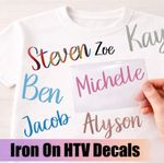 Personalised Iron On Names HTV Vinyl Decals Transfer Fabric Clothes Bag Shirt FC