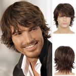 Men Natural Short Curly Wavy Hair Wig Synthetic Cosplay Party Fancy Dress Wigs