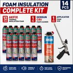 AKFIX Thermal Insulation Foam x 12 + Foam Gun + C80 Foam Cleaner Complete Kit
