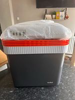 VonShef 24L Portable Electric Cool Box, Black/Grey/Orange for Camping Travel